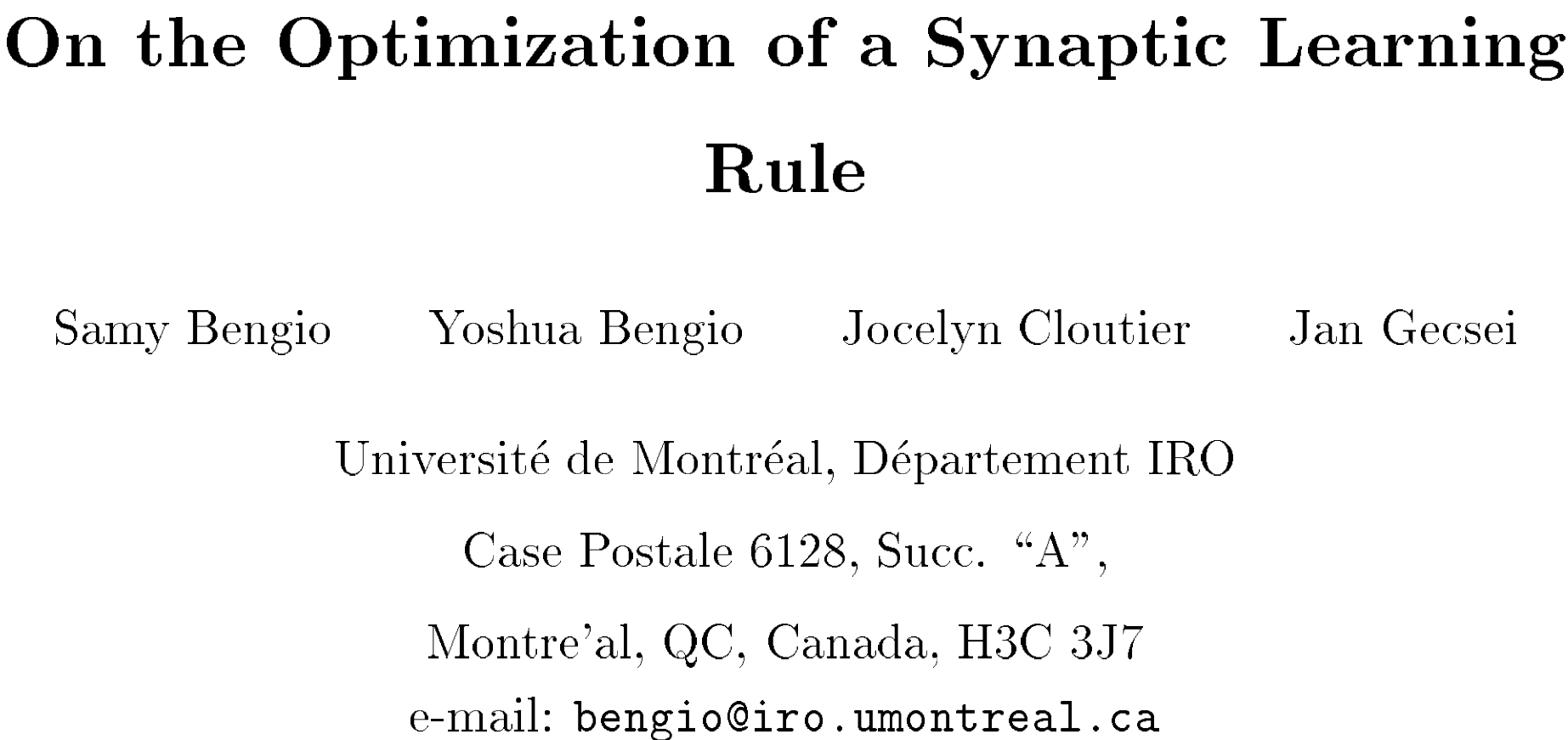 元学习：元学习的始祖论文——《On the Optimization of a Synaptic Learning Rule》_泛化