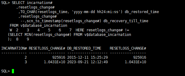 oracle数据库查询恢复的日期_SQL