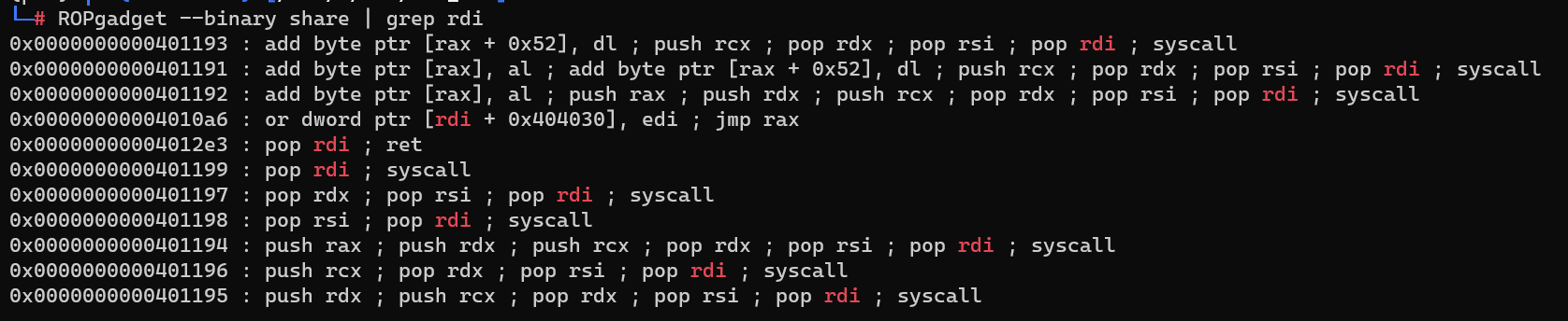 CTFpwn栈溢出之64位ROP基础构造ret2syscall简单题_CTFpwn_06
