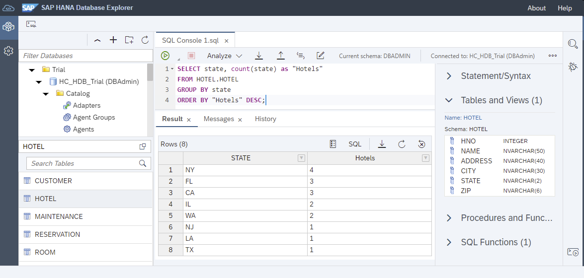 几种在不同的位置打开 SAP HANA Database explorer 的办法