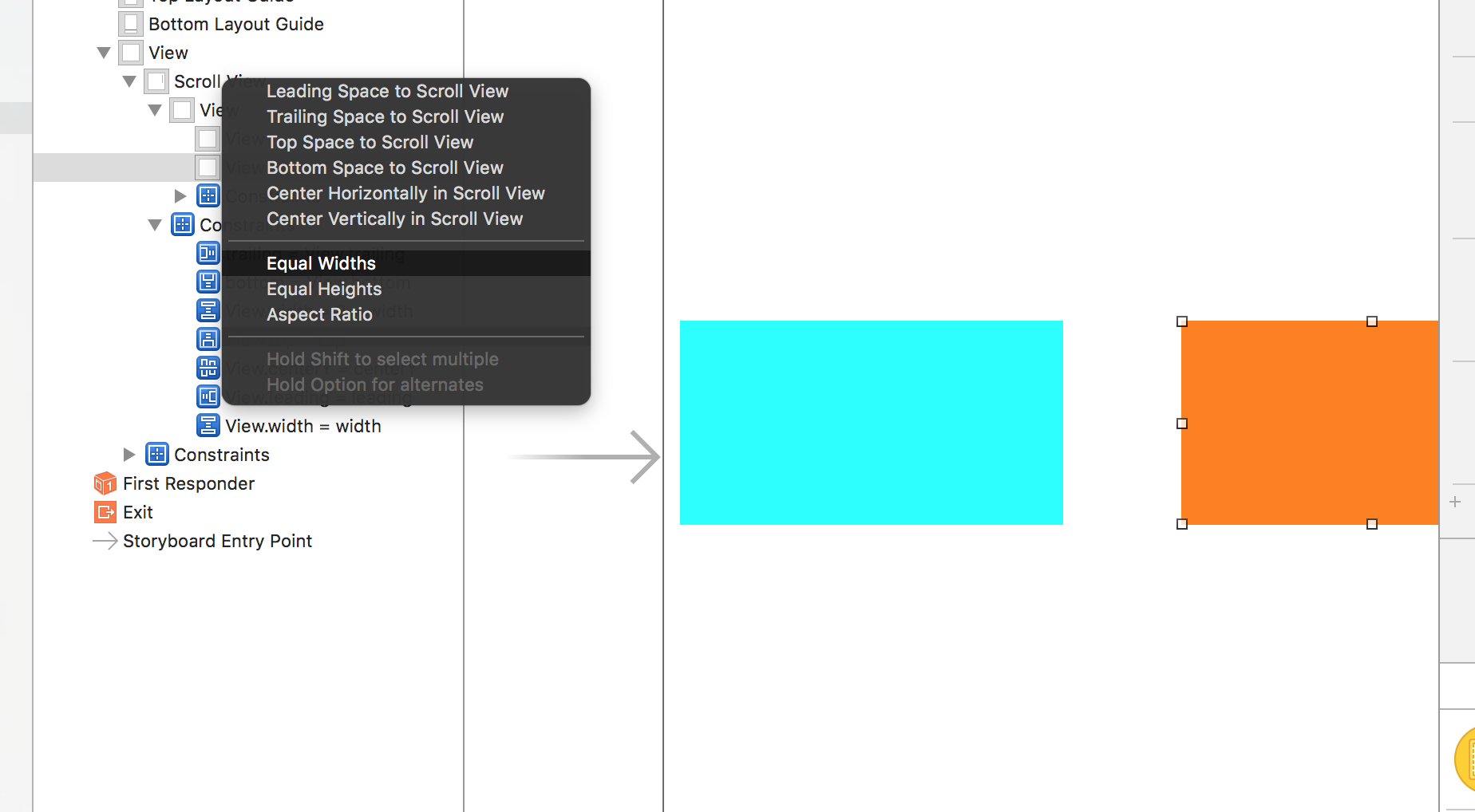 使用StoryBoard设置Scrollview的横向滚动不用一行代码_边距_11