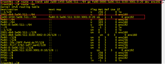 Linux配置IPv6地址跨网段互通_静态路由_13