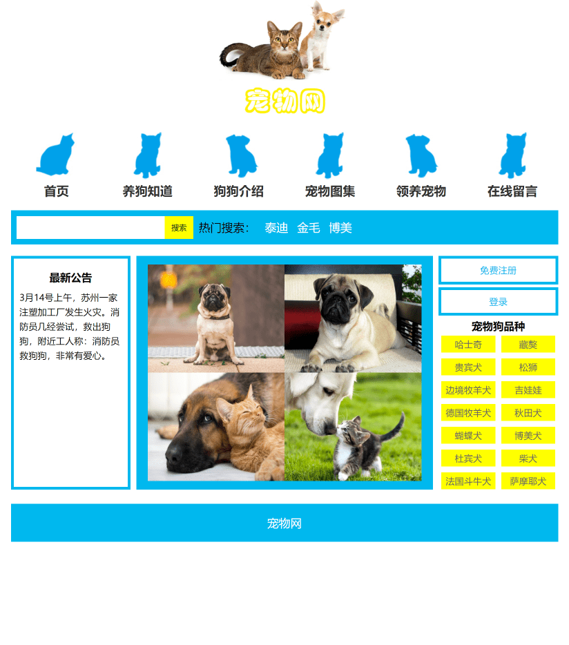 HTML做一个简单漂亮的宠物网页（纯html代码）_html_02