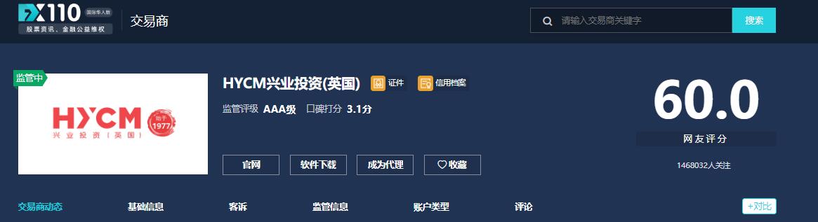 HYCM兴业投资（英国）是一家怎样的平台？外汇110实勘_HYCM兴业投资