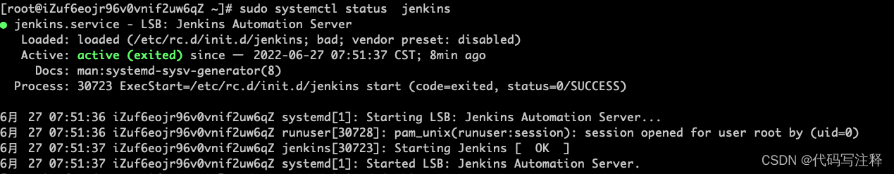 centos jenkins 无法启动 active (exited)_jenkins