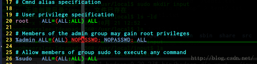 linux 将用户（PeersLee）加入[sudo]用户组（centos 6.5默认该组没有此用户）|| 免密码使用【sudo】_centos_05