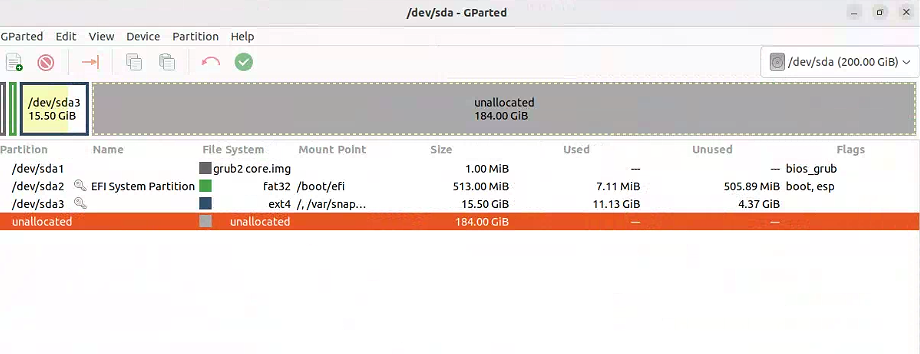 Ubuntu 提示 Low Disk Space on “Filesystem root” ，“Filesystem root” has only 548.7MB diskspace_gparted_03