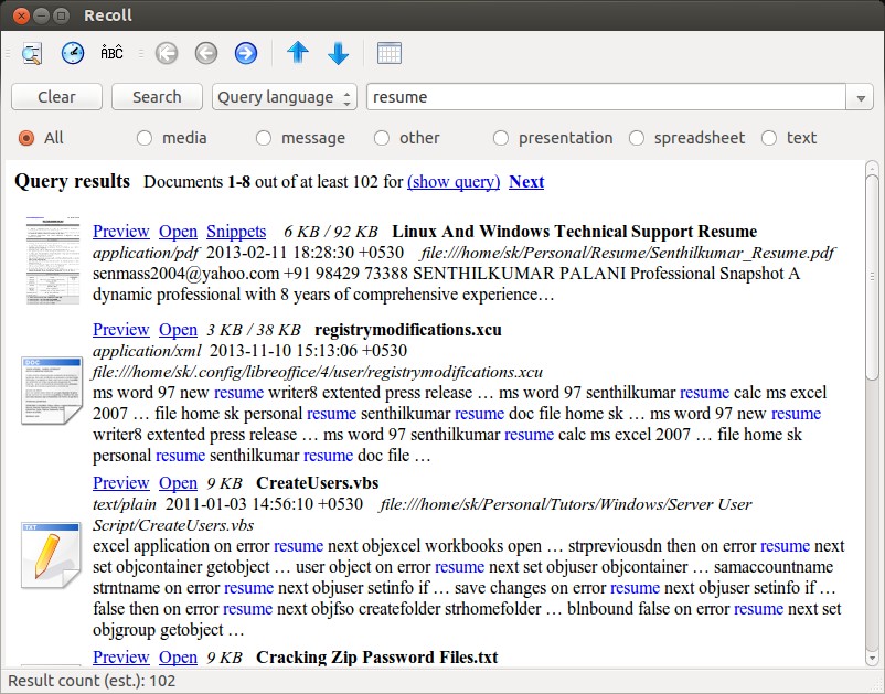 Recoll:Unix和Linux桌面的文本搜索工具_python_07