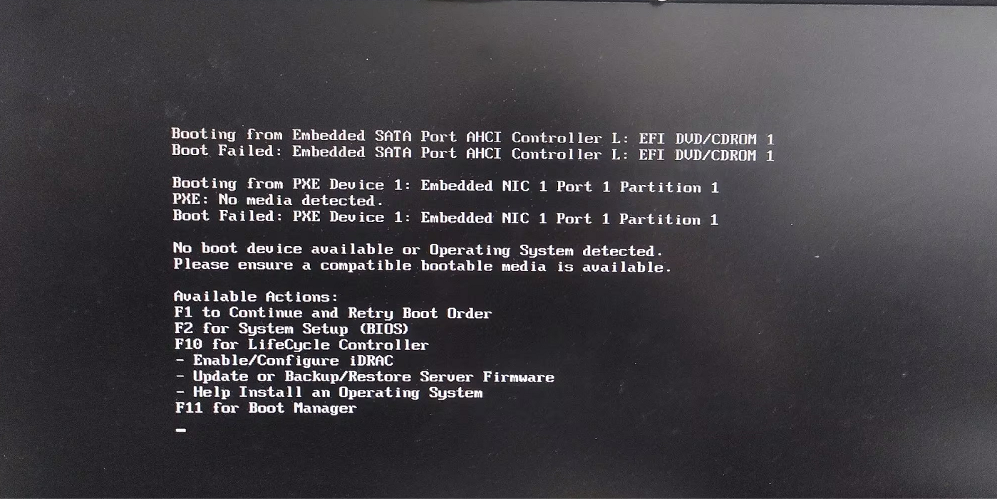 DELL T440服务器开机提示NO boot device available or operating System detected_硬件维护