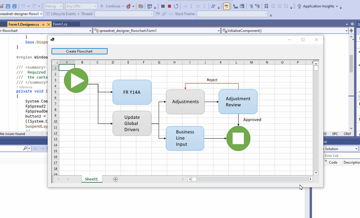 如何在.NET电子表格应用程序中创建流程图_流程图