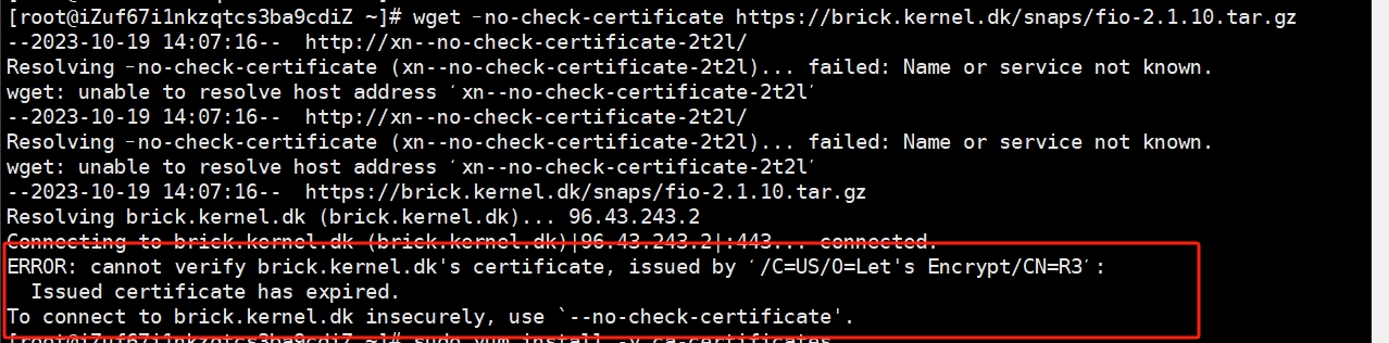 ERROR: cannot verify xxx certificate, issued by ‘/C=US/O=Let’s Encrypt/CN=R3’:use `--no-check-certif_R3