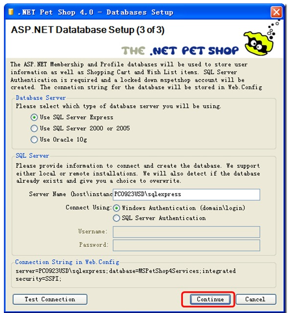 一步一步安装 Microsoft .NET Pet Shop 4.0_Web_09