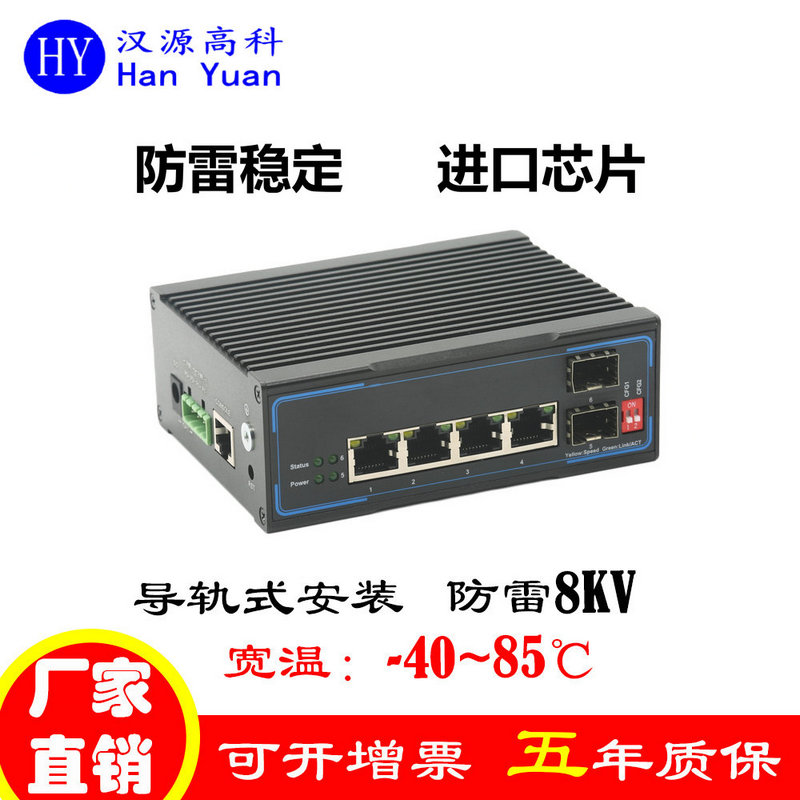 汉源高科网管型千兆2光4电工业级环网交换机_环网交换机