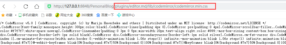 写HTML页面浏览器控制台报错:“codemirror.min.css 未载入，因为它的 MIME 类型 “text/html“ 不是 “text/css“。“