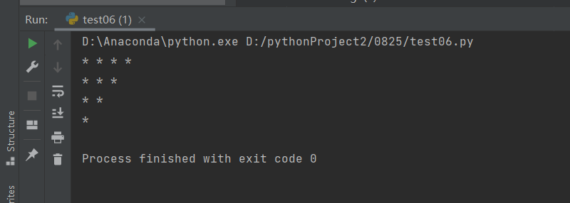 python代码打印倒三角星图，循环嵌套_for循环