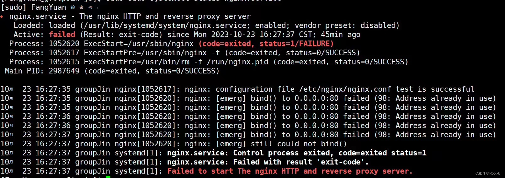 Failed to start The nginx HTTP and reverse proxy server._root权限