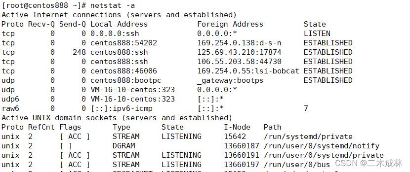 Linux命令之显示网络状态netstat