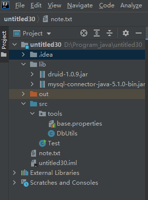 java jdbc druid 连接池 连接工具类的编写 连接池版