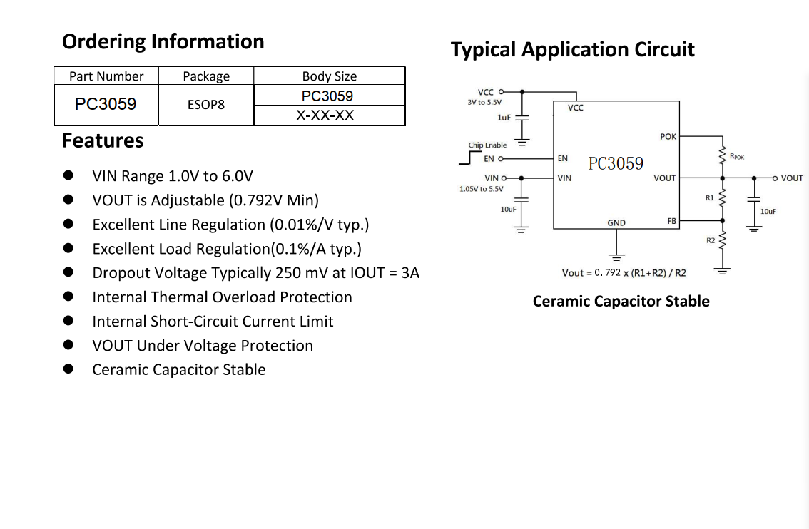 PC3059（替代RT9059)低压差线性稳压器具有3A大电流输出_服务器_02