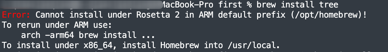 mac 下使用 brew 安装包报错 error: Cannot install under Rosetta 2 in ARM default prefix (/opt/homebrew)!_安装包