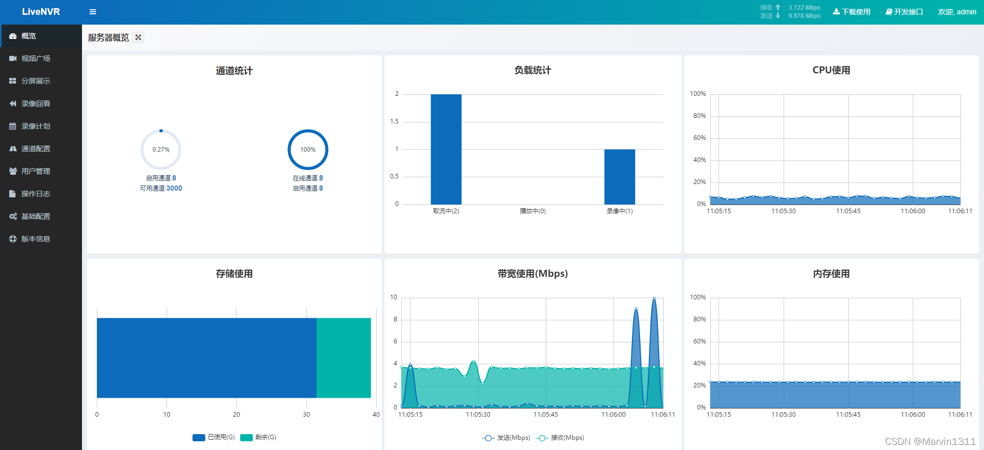 LiveNVR监控流媒体Onvif/RTSP常见问题-概览负载信息具体表示什么实时展示取流中、播放中、录像中等使用数目说明_LiveNVR取流中