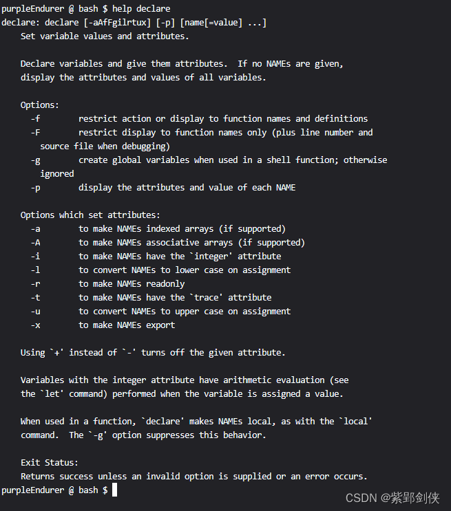 Linux shell编程学习笔记32：declare 命令_linux