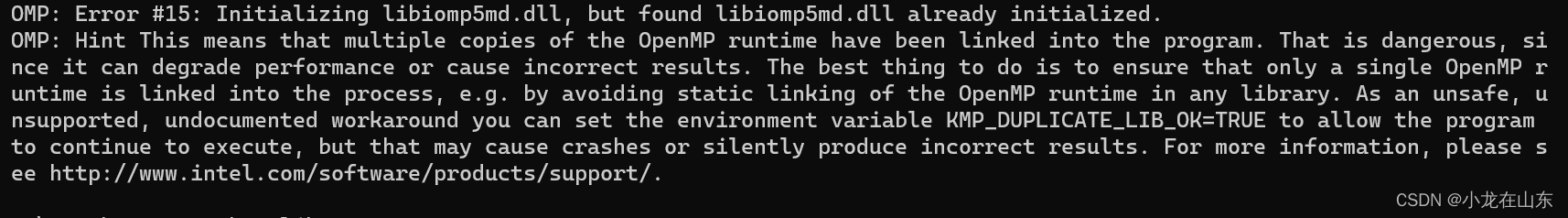 Initializing libiomp5md.dll, but found libiomp5md.dll already initialized._环境变量