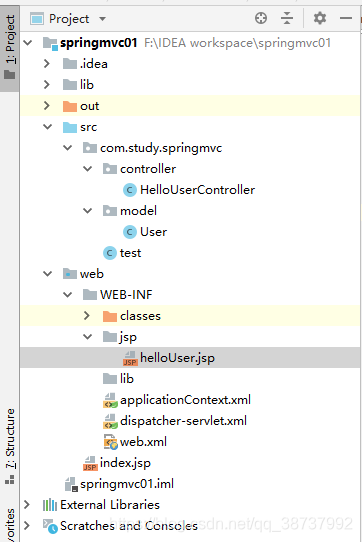 SpringMVC Java类（POJO）数据绑定 + 字符编码过滤器实例（IntelliJ IDEA）_xml